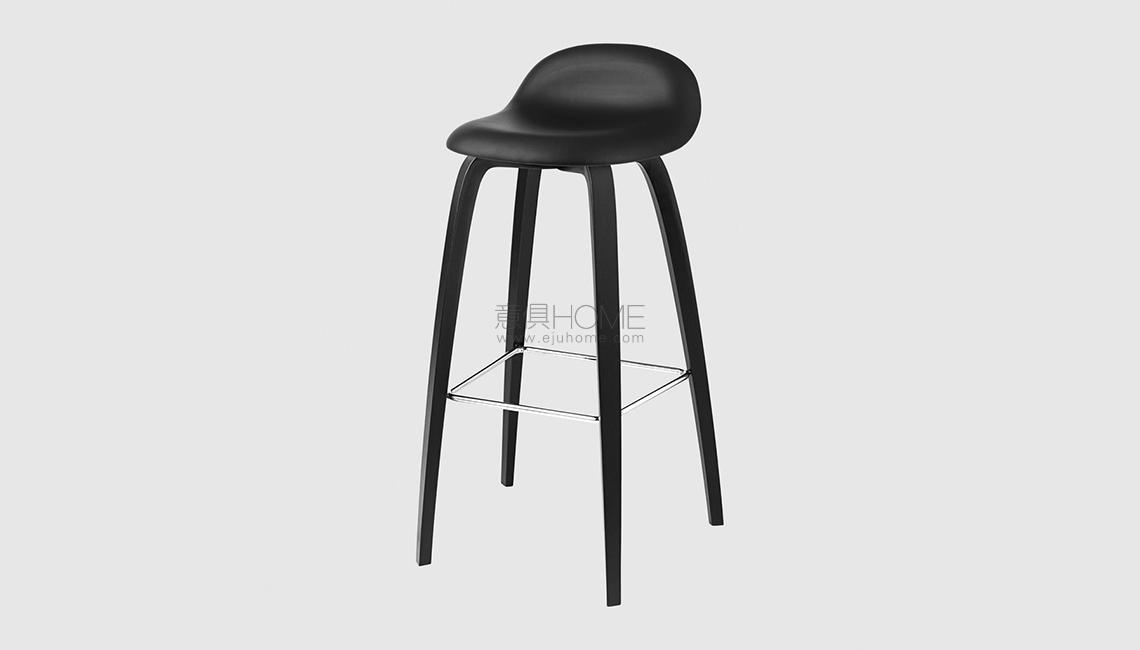 3D Bar Stool - Front Upholstered - 75 cm - Wood base吧椅