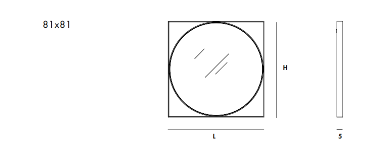 Specchiera rettangolare Visual镜子尺寸图1