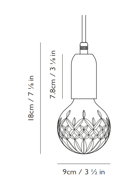 Crystal Bulb Pendant Light吊灯尺寸图3