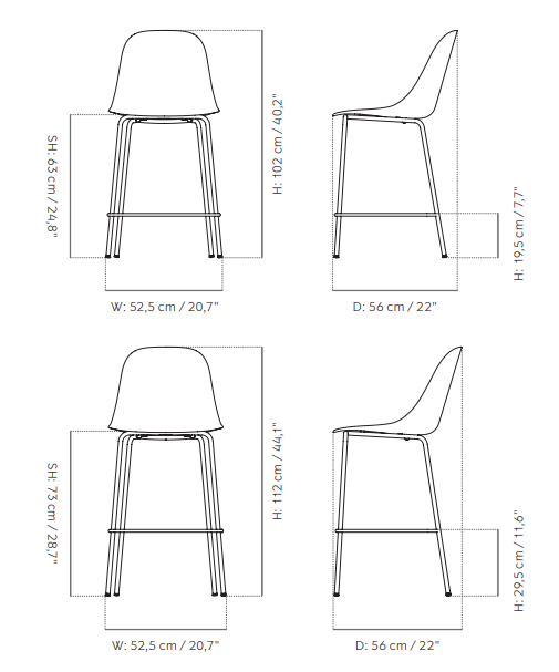 Harbour Side Bar Chair, upholstered休闲椅尺寸图1