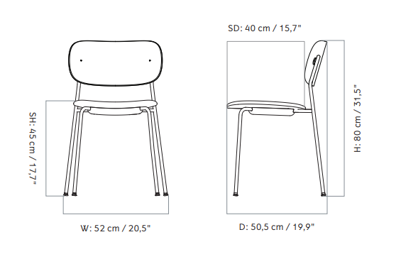 Co fully upholstered, Chrome餐椅尺寸图1
