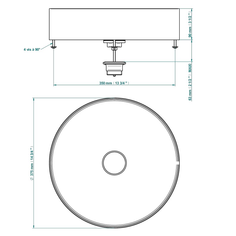METAL BASIN圆形盆尺寸图1