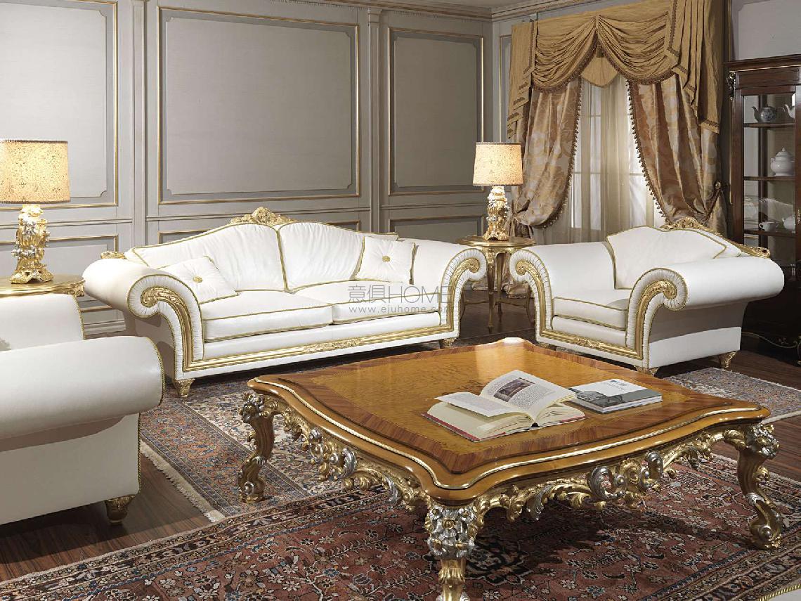 VIMERCATI Imperial living room in white leather 沙发1