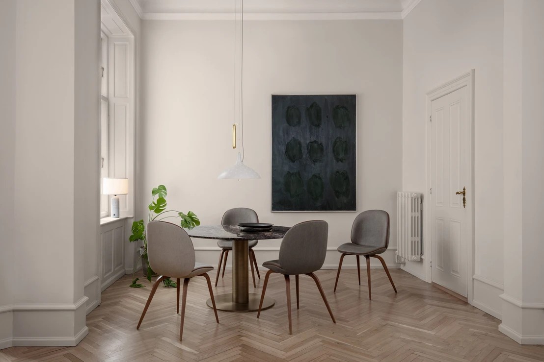 BeetleDiningChair_A1965Pendant_GravityTableLampSmall_Gubi2-0DiningTable_1108x4000