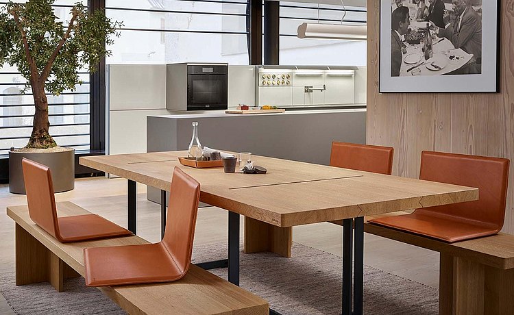 bulthaupb Solitaire table & bench厨房长桌长凳