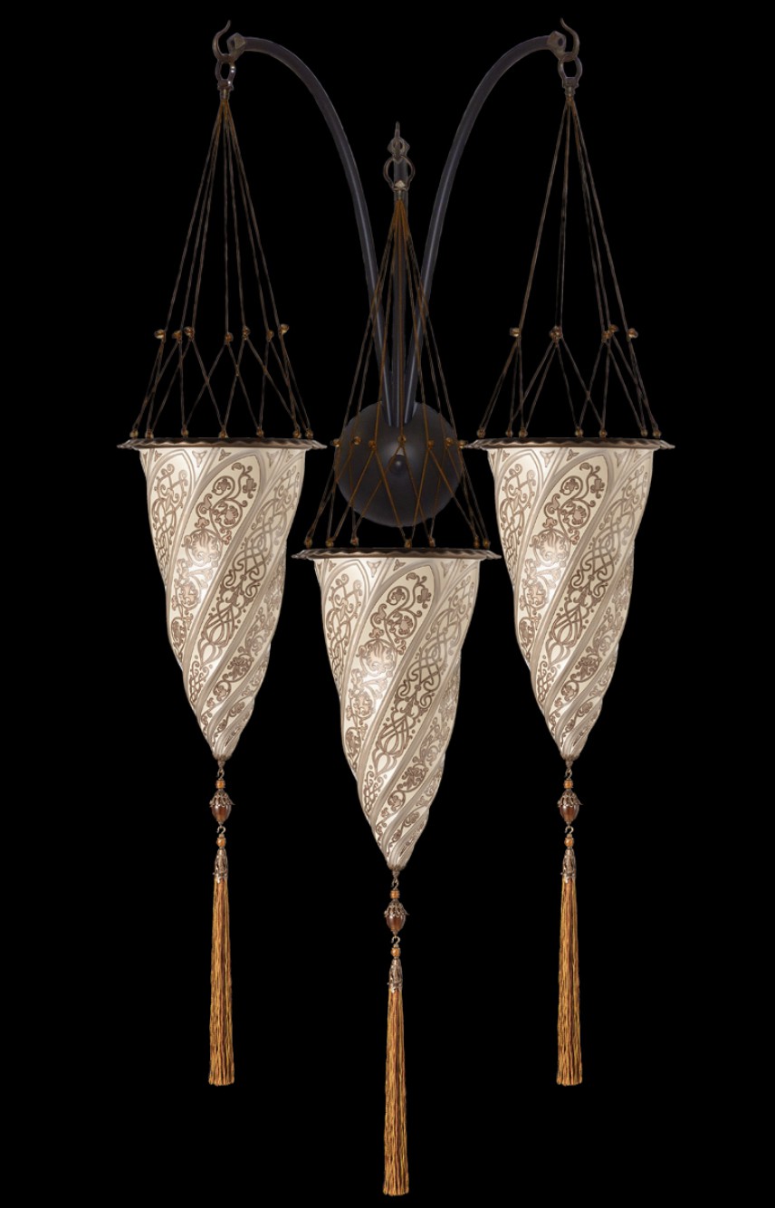 Venetia studiumvCesendello silver glass triple arc-wall lamp 壁灯