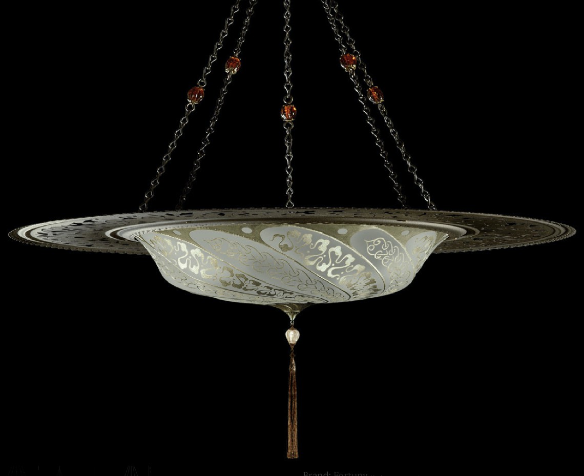 Venetia studiumvScudo Saraceno Serpentine sage grey silk lamp with metal ring 吊灯