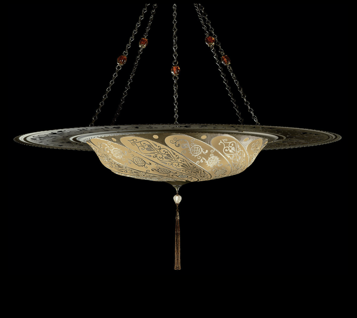 Venetia studiumvScudo Saraceno Classic salmon silk lamp with metal ring 吊灯