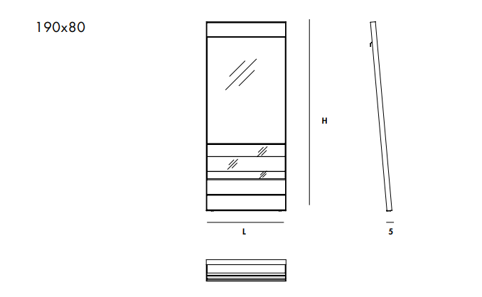 Specchiera Visual linear镜子尺寸图1