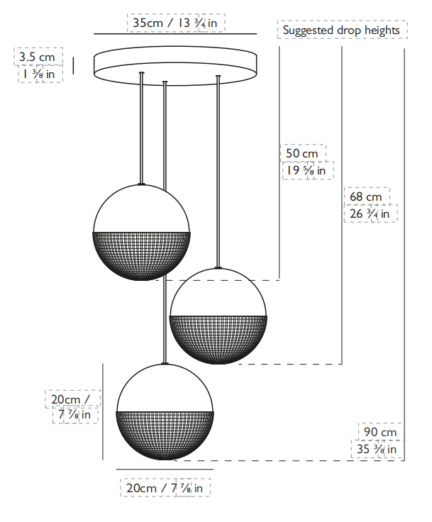 Little Lens Flair Chandelier吊灯尺寸图2