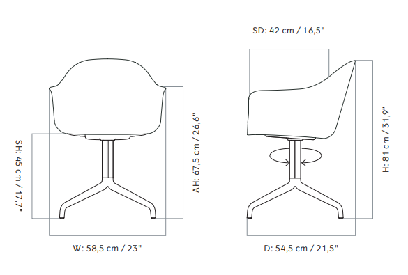 Harbour Chrome Star Base, upholstered餐椅尺寸图1