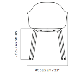 Harbour Steel Base, Fully Upholstered餐椅尺寸图1