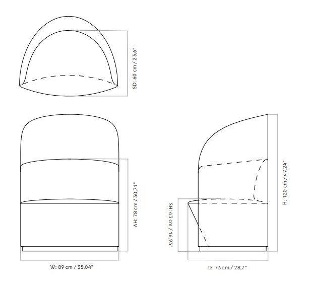 Tearoom, Lounge Chair, High Back休闲椅尺寸图1