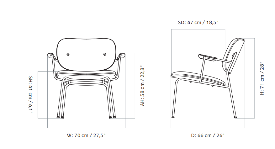 Co Lounge, fully upholstered休闲椅尺寸图1