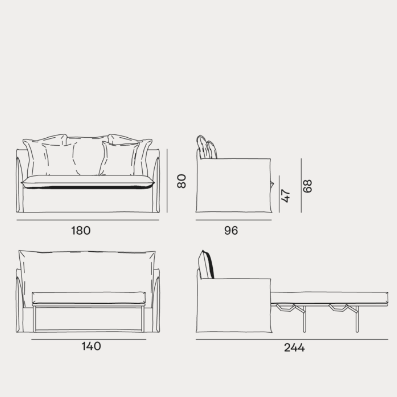 Ghost沙发床尺寸图2