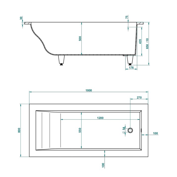 BUILT-IN BATHTUB嵌入式浴缸尺寸图1